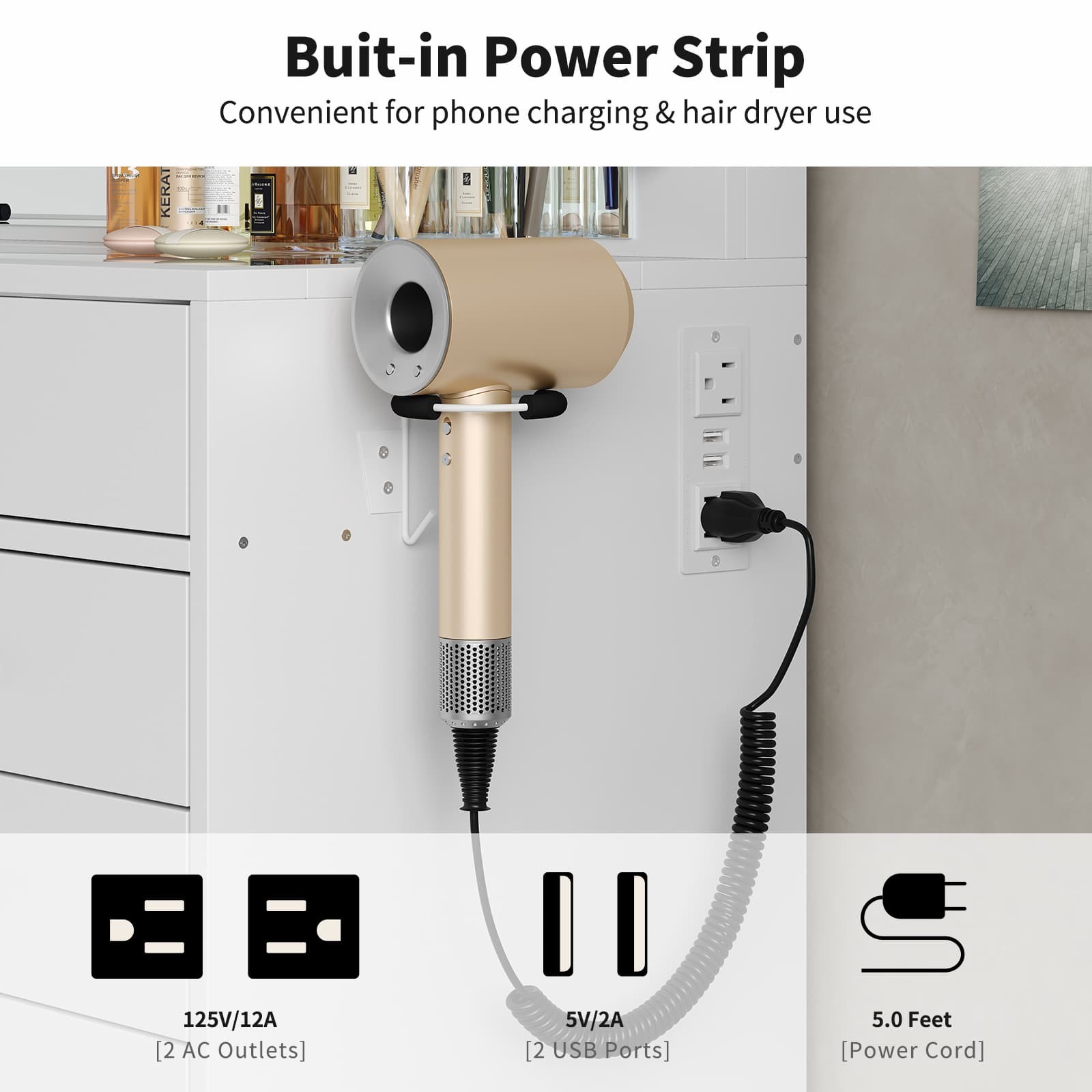 55" Makeup Vanity Desk with Lighted Mirror, Vanity Table Gift, 13 Drawers, White