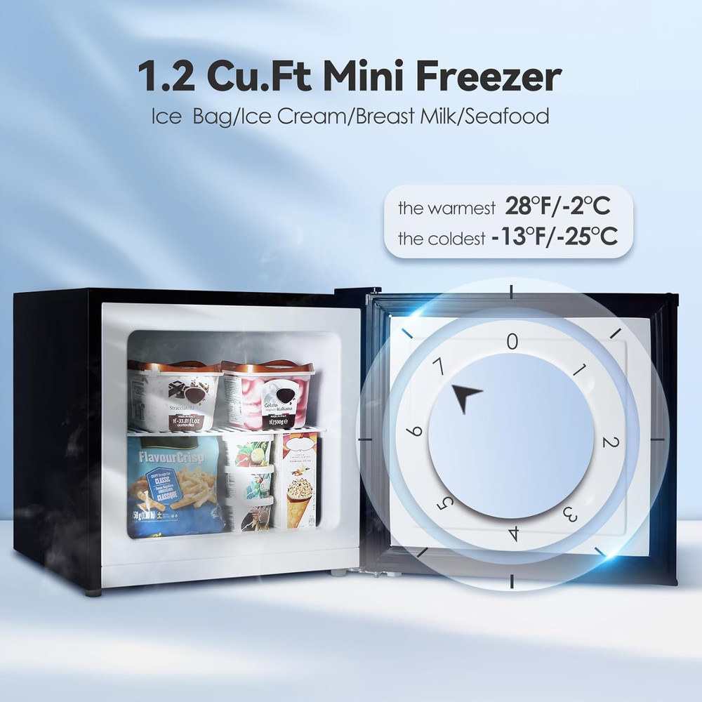 1.2Cu.Ft Mini Freezer Small Compact Upright Freezer with Handle Black