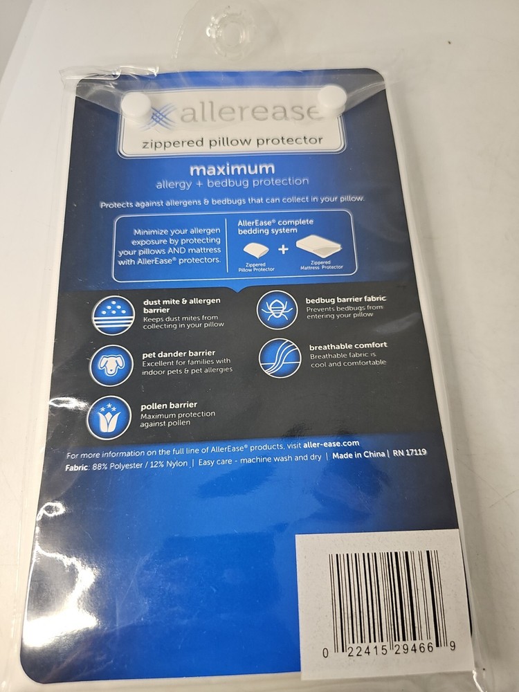 Allerease Zippered Pillow Protector 20x28 inches Standard queen