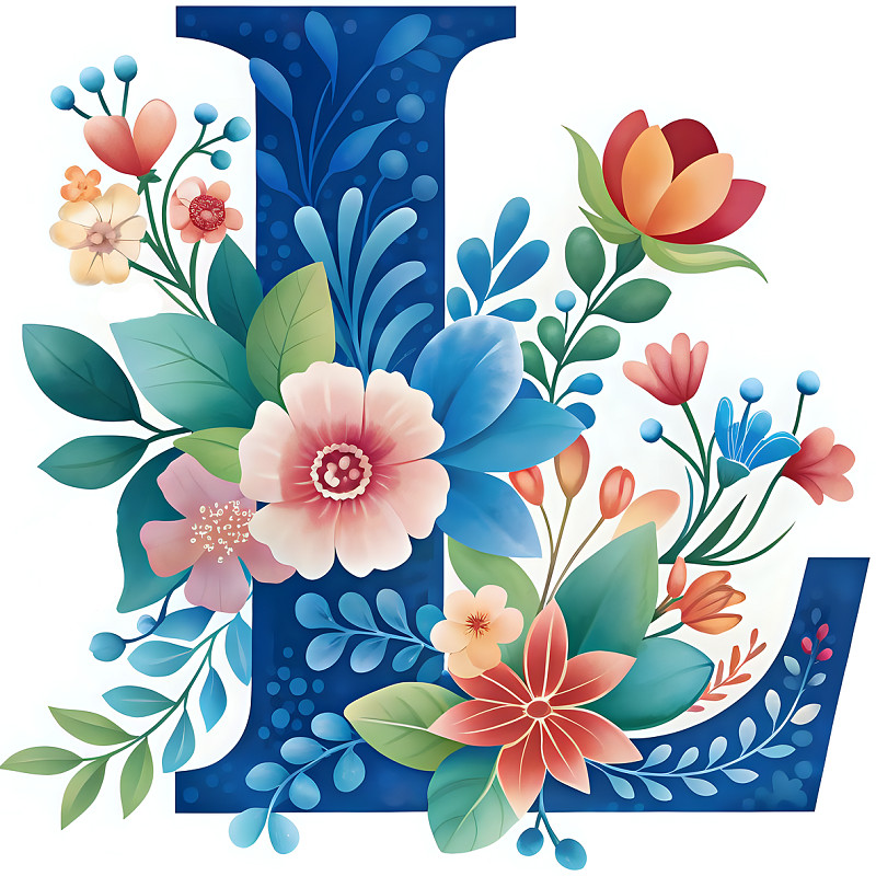 30 Custom Flowered Letter L Personalized Address Labels