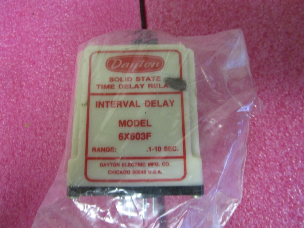Dayton 6X603F Solid State Time Delay Relay 0.1-10 Sec. Off Delay