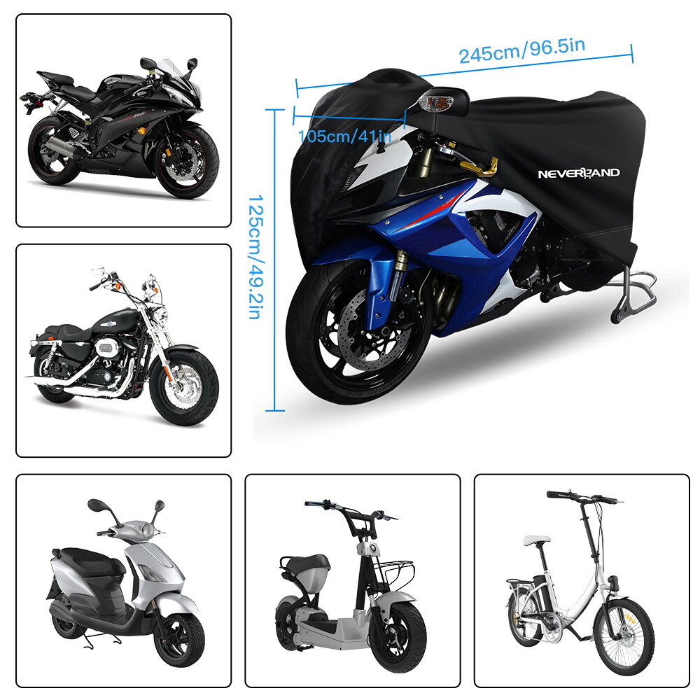 NEVERLAND XL Motorcycle Cover Waterproof Heavy Duty Storage Outdoor Protector