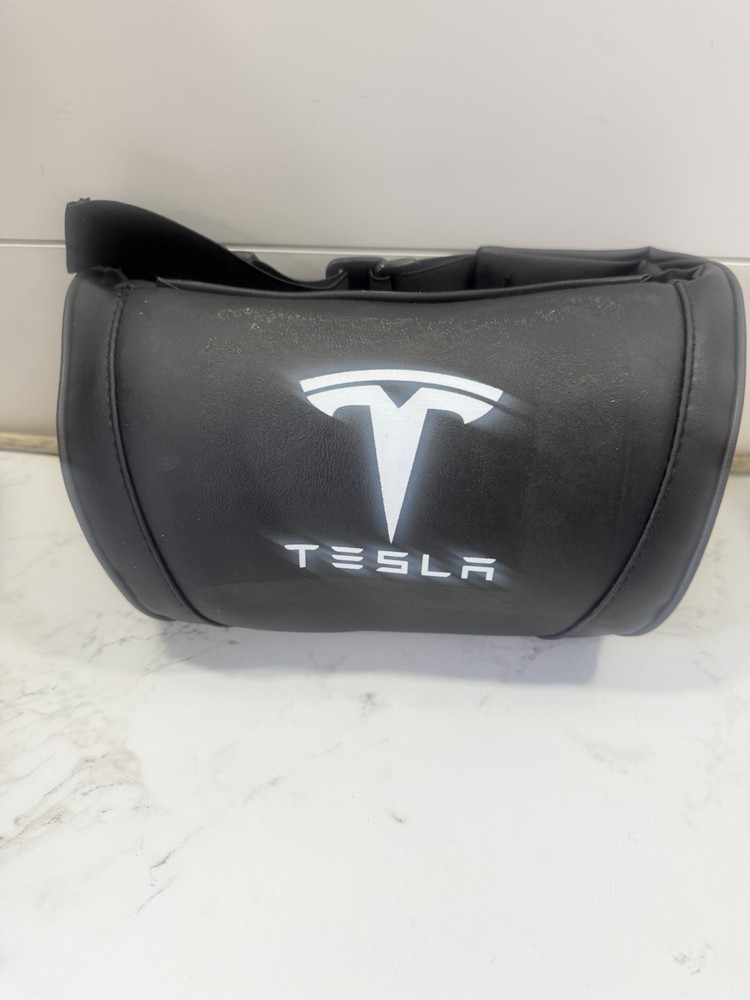 Tesla Headrest Pillow – StarFire Leather Neck Support, Black #175