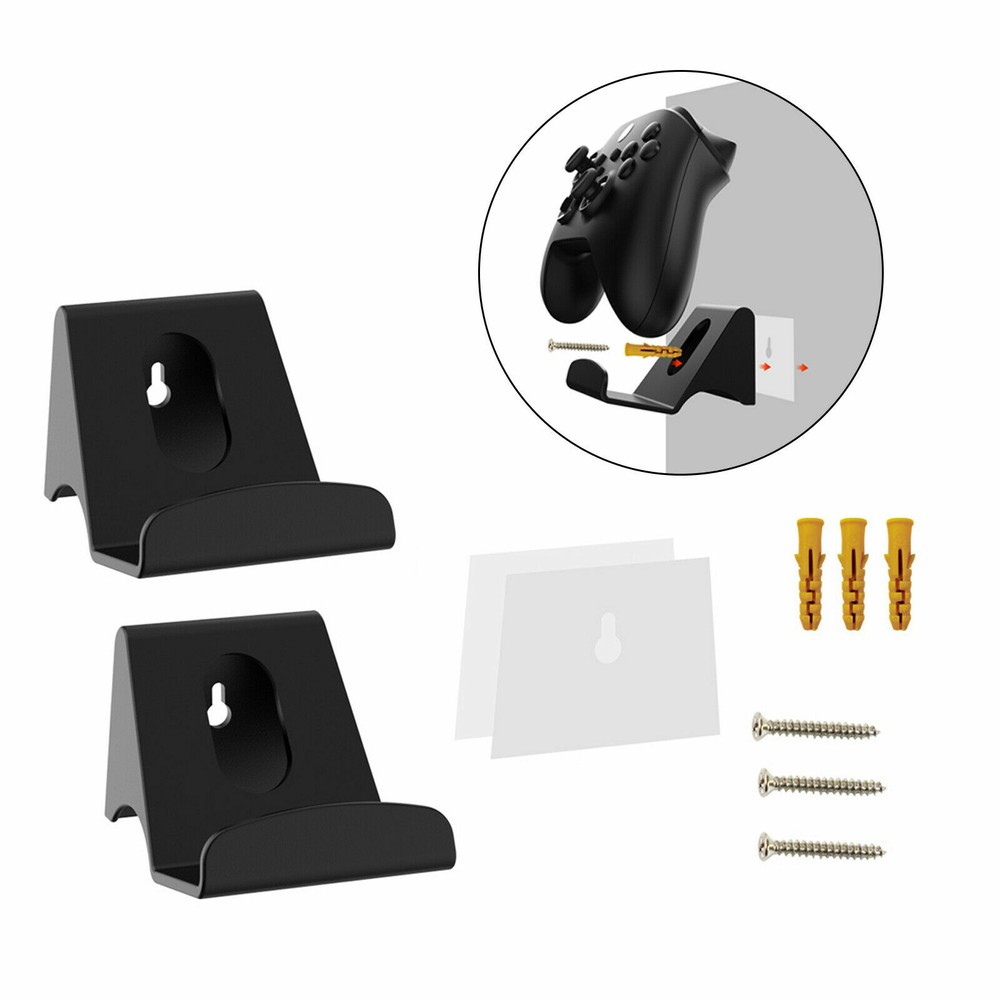 2 Game Controller Headset Headphones Wall Mount Bracket Holder Hanger Hook Stand