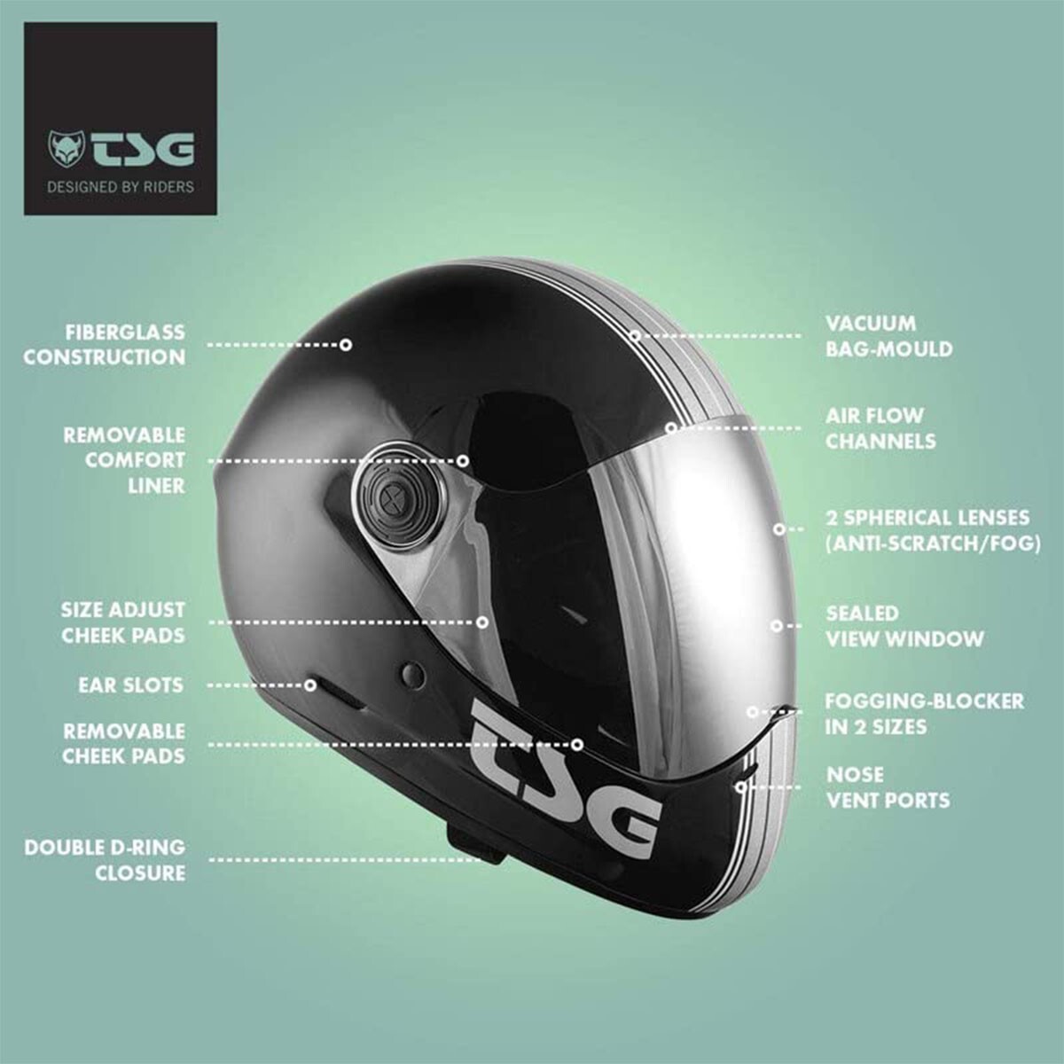 TSG - Pass Pro Full-face Helmet, Downhill Skateboarding, Matt Blue, Large