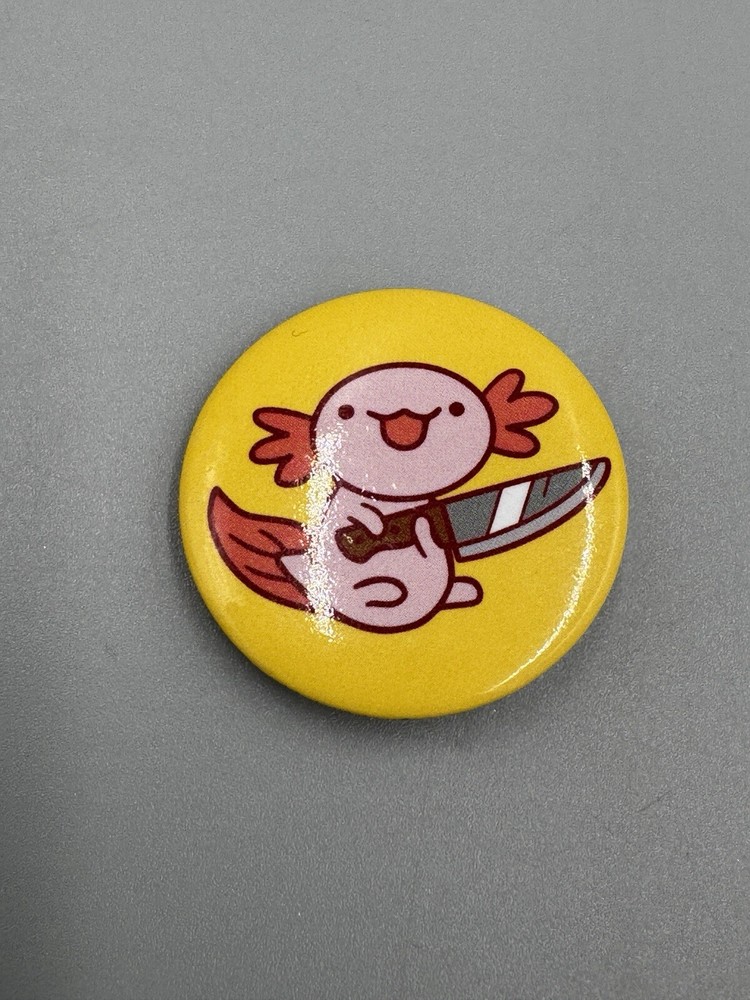 Round Axolotl EMO Style Button Pin Small 1”