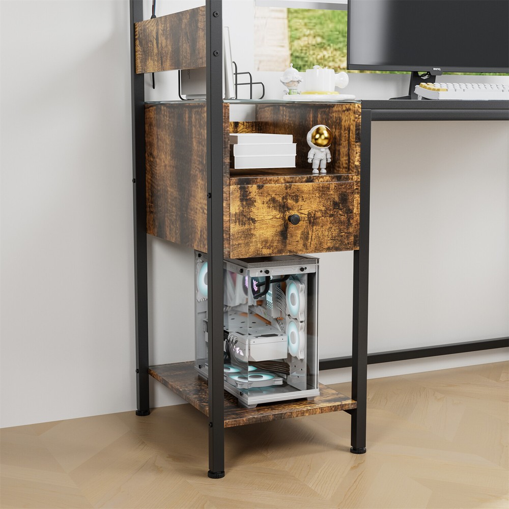 Computer Desk Home Office Desk Writing Table Study Workstation with Shelves