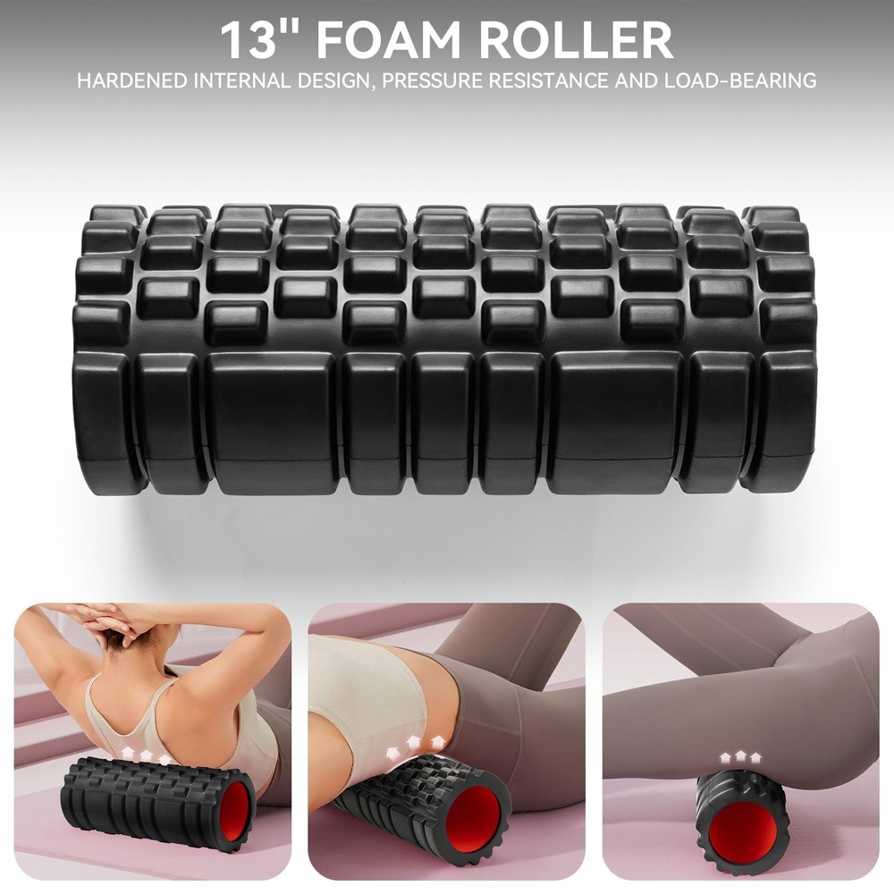 Foam Roller for Deep Tissue Massager, 13" High Density Exercise Patented Roll...