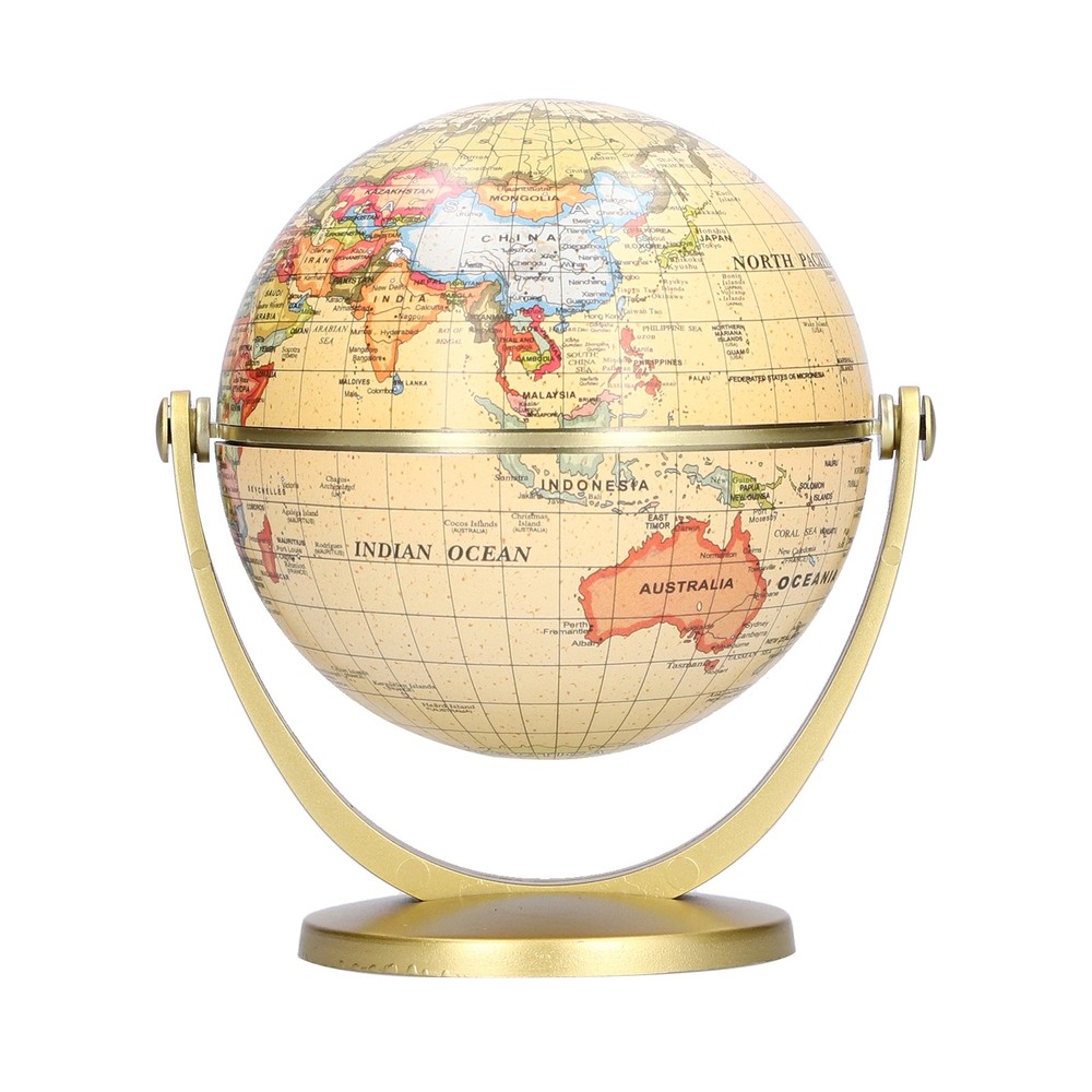 Mini World Map Globe English Edition Desktop Rotating Earth Geography Globe WT