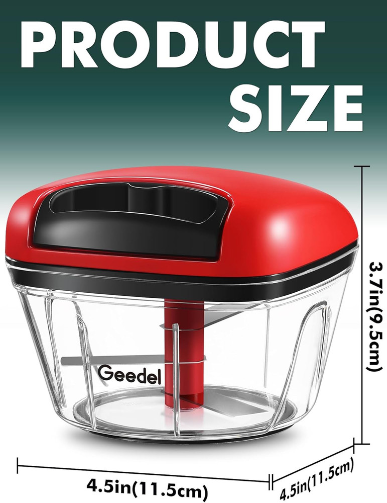 Manual Food Processor Vegetable Cutter, Geedel Pull Chopper with String, Food Ch