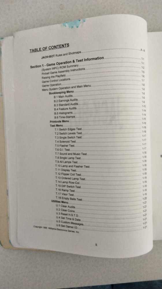 JACKBOT (WILLIAMS) OPERATIONS MANUAL - ORIGINAL