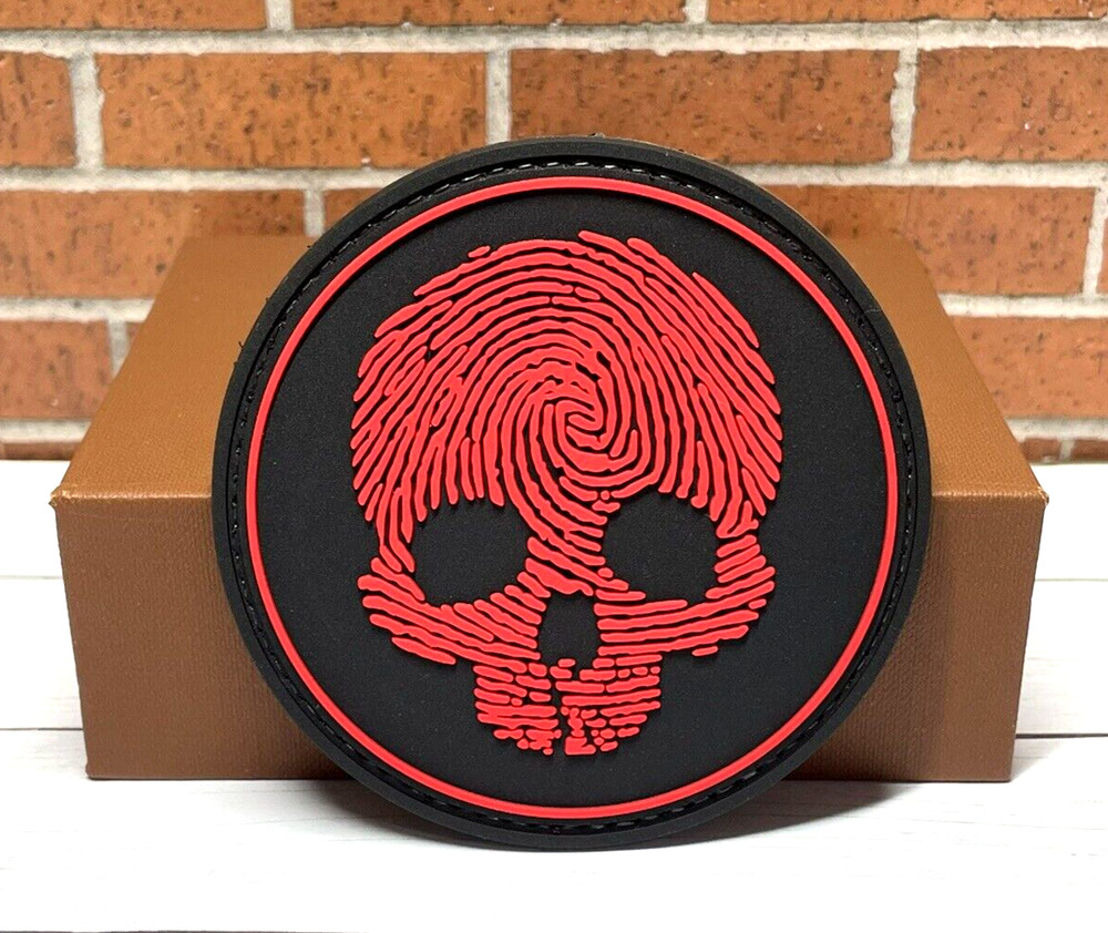 PVC Tactical Patch - Finger Print Skull Patch - Hooked Back Morale Gun Patch