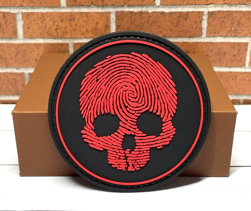 PVC Tactical Patch - Finger Print Skull Patch - Hooked Back Morale Gun Patch