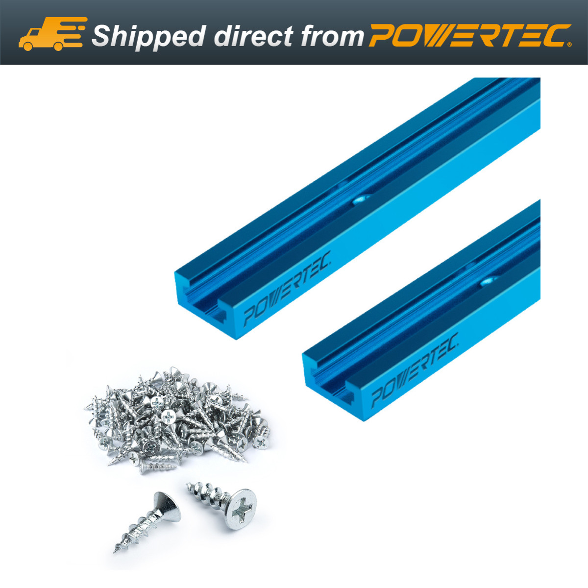 POWERTEC 71886 2 Pcs Double-Cut Profile Universal T-Track (48") Combo Set