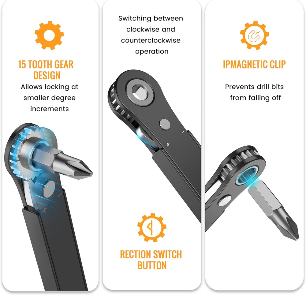 Right Angle Screwdriver Set - 90° Offset Ratchet Tool for Tight Spaces