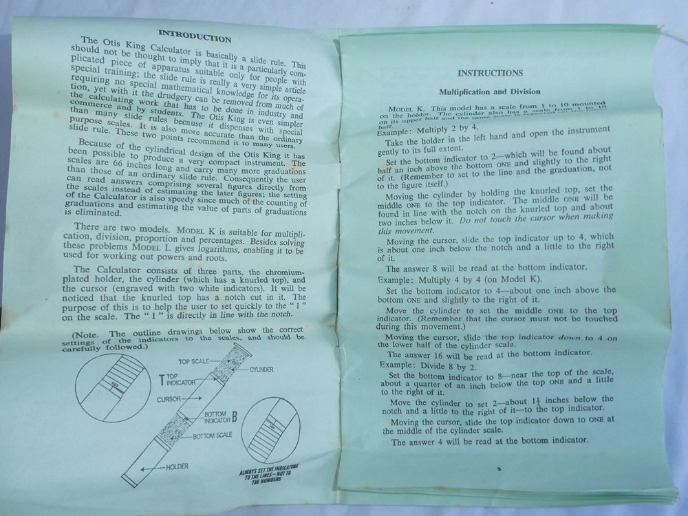 Otis King- Model K - Slide Rule - Calculator - B6818 - Box & Instructions