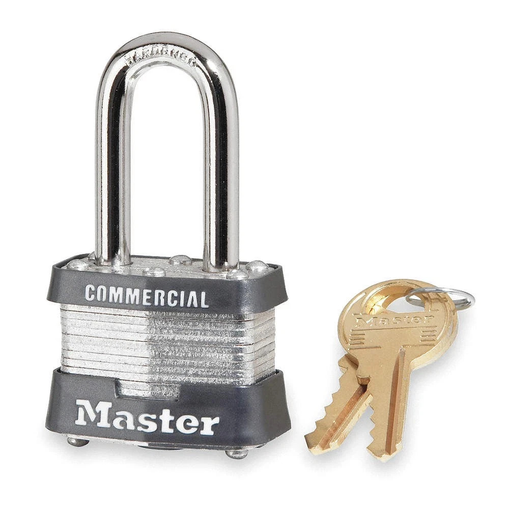 3 Pack Master Lock 3LF Padlock, Keyed Different, Long Shackle