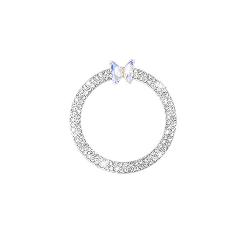 2PCS Car Engine Push Start Button Cover Decoration Ring, Sparkling White