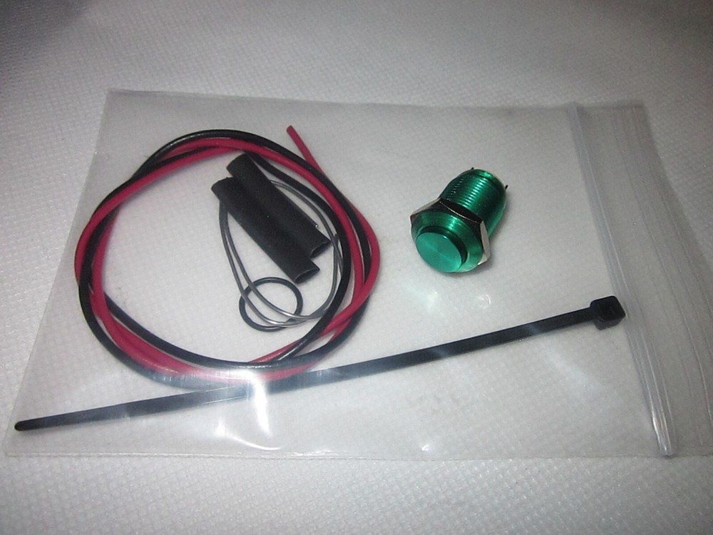 Guitar Kill Switch/Cutoff 12mm Green Momentary High Head Push Button Full Kit
