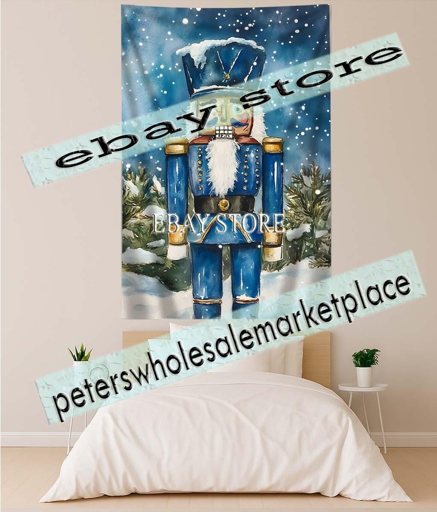Blue Nutcracker tapestry nutcracker standing scene 39X59 in