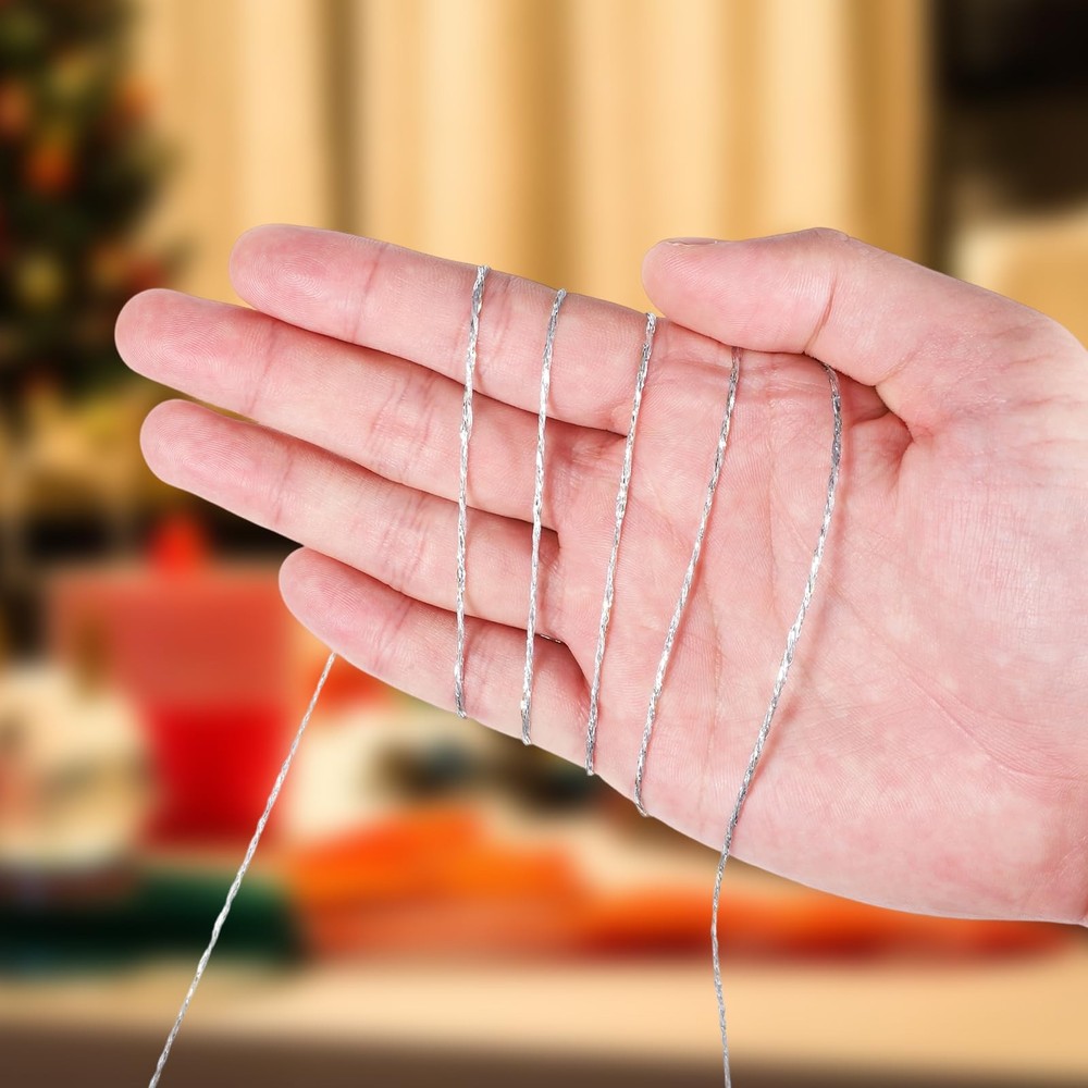110 Yards Silver String for Ornaments, Silver String for Crafts, Non Stretch ...