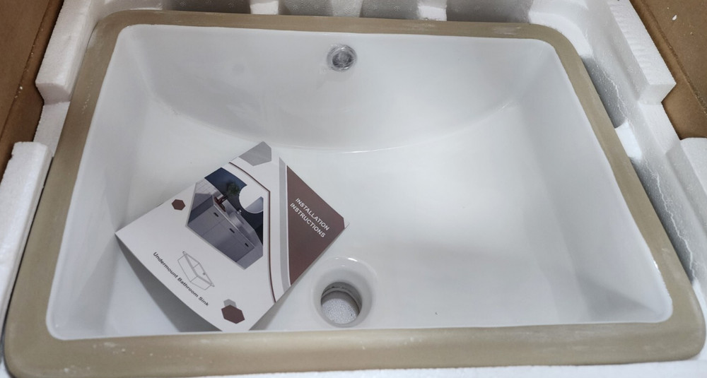 Sarlai 23" Undermount Rectangular Vessel Vanity Sink Art Basin Ceramic, White