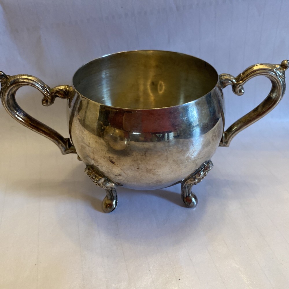 Leonard silver silverplate Footed sugar and creamer vintage Double Handle