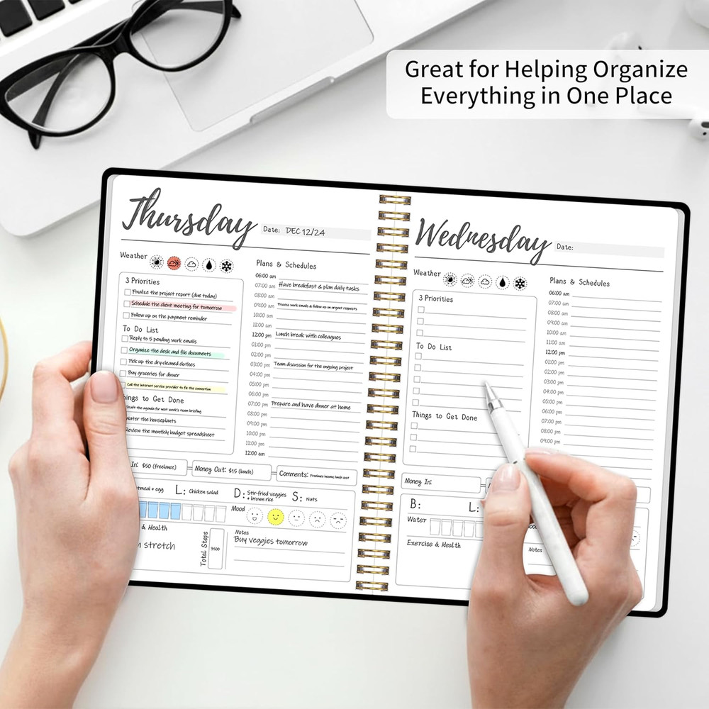 Weekly Work Planner with Hourly Schedules, to Do List, Tasks, Expense Tracker 7
