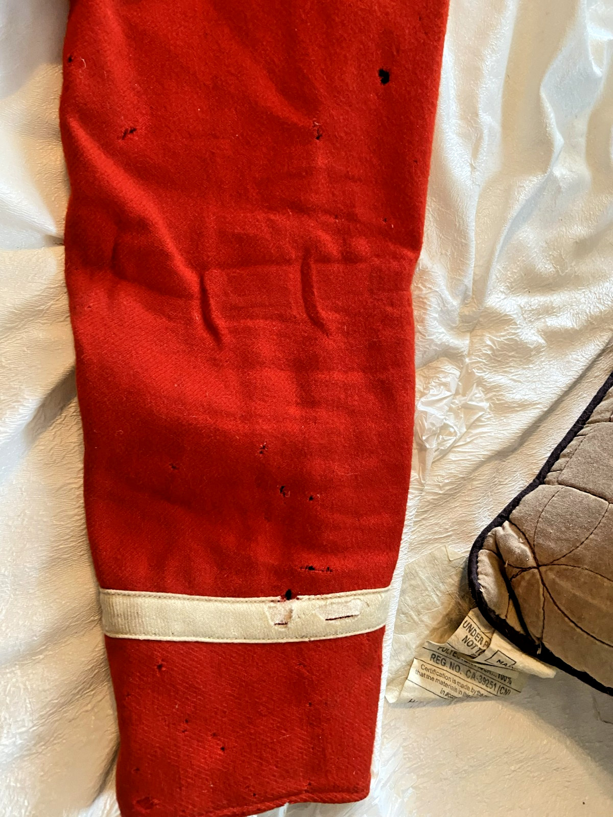 RARE FIND! 1880'S HEAVEY RED WOOL BASEBALL BIB TOP OR FIREMAN BIB TOP-CA7 LOGO