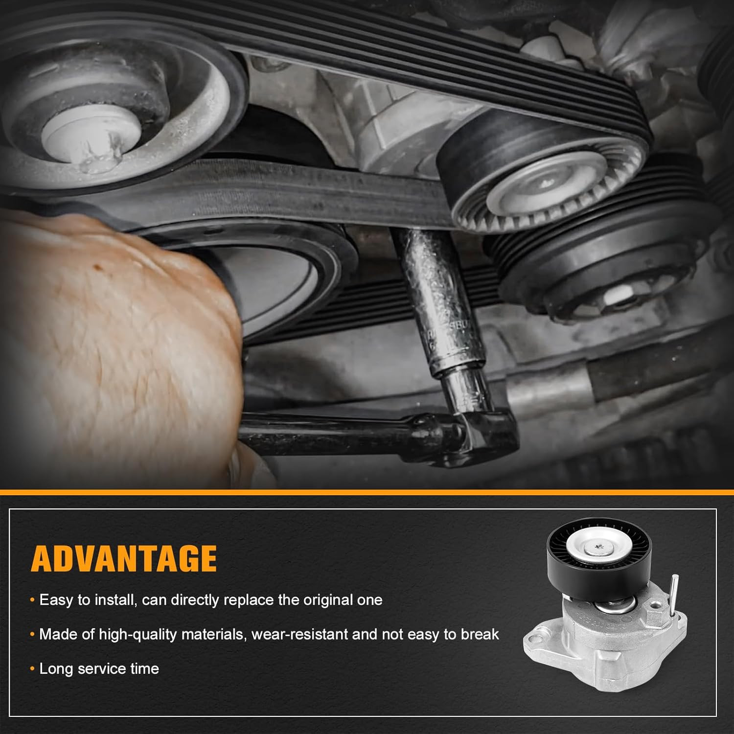 Engine Drive Belt Tensioner Idler Pulley V-Ribbed Serpentine Belt Kit Compatible