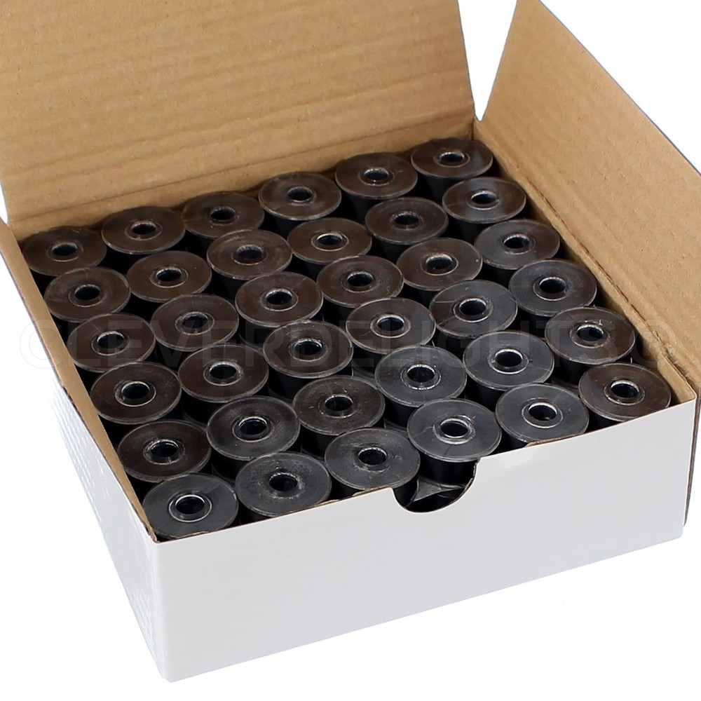 Black Size L Prewound Bobbins - 144 Pack - 75D/2 60WT Polyester Thread - 3/8"