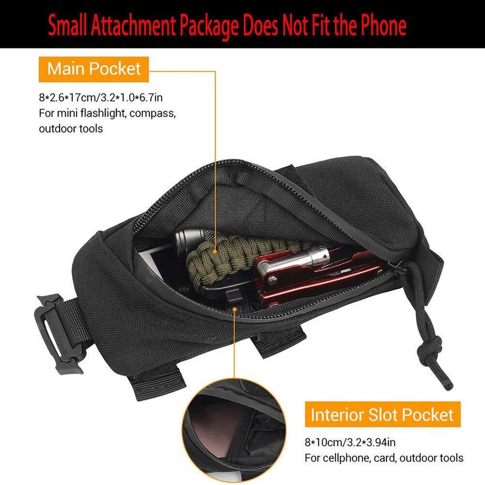 Tactical Molle Accessory Pouch Backpack Shoulder Strap Bag Tape Additional Bag
