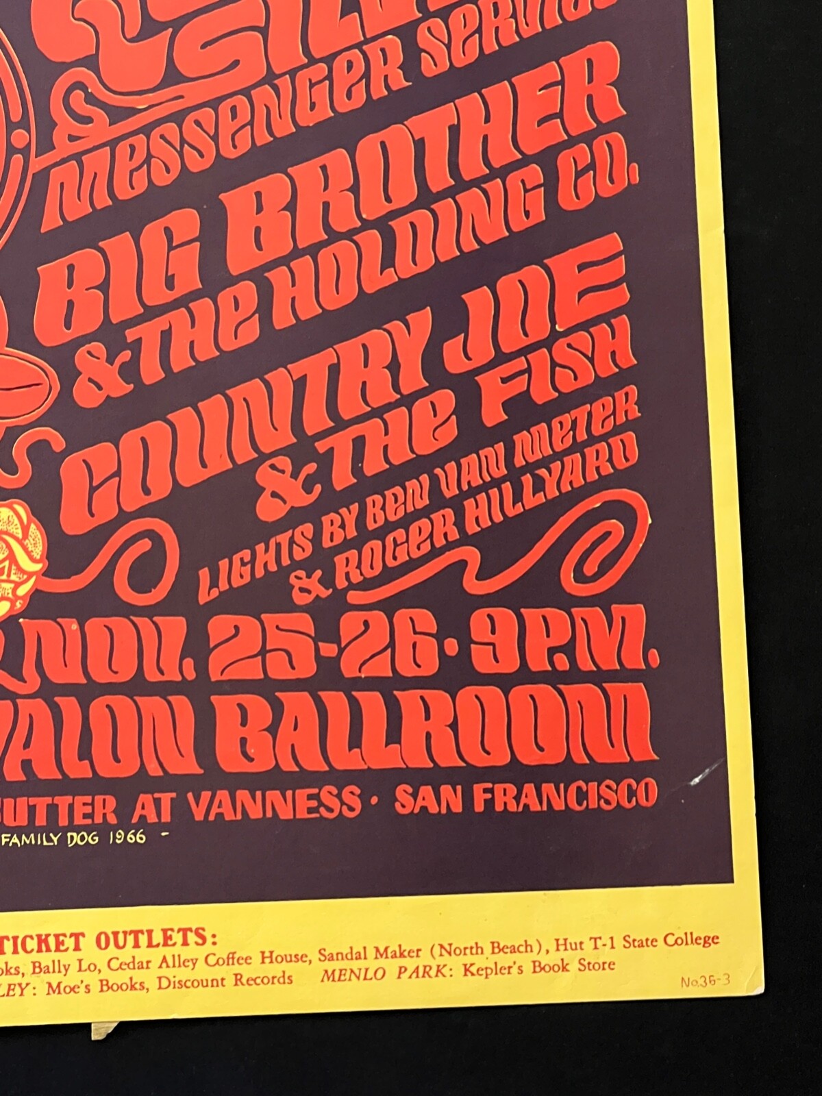 FD 36-3 Janis Joplin Thanksgiving Weekend 1966 Original Concert Poster Avalon