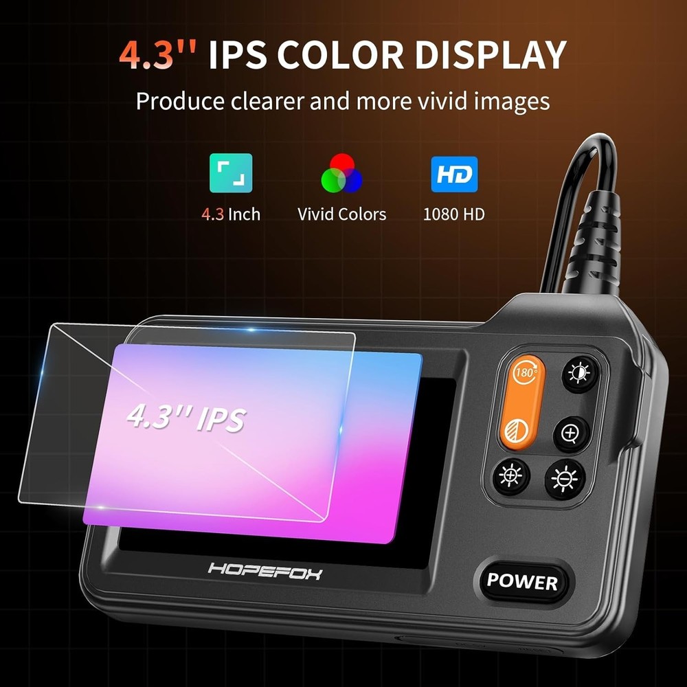 Borescope Camera with Light, Endoscope Inspection Camera with 8 Adjustable Leds