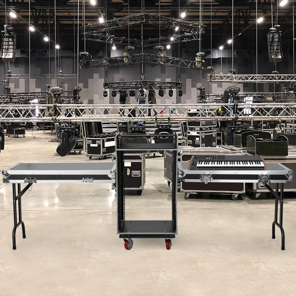 16U DJ Road Case Flight Case Tilted Mixer Stand & Work Table,Studio Rack Cabinet