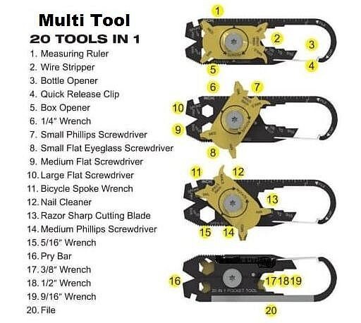 20 Functions in 1 Multi tool Pocket Tool