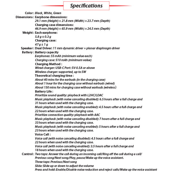 GENUINE FreeBuds Pro 4 WHITE Bluetooth ANC Bone Sensor Wireless Earphone Earbuds