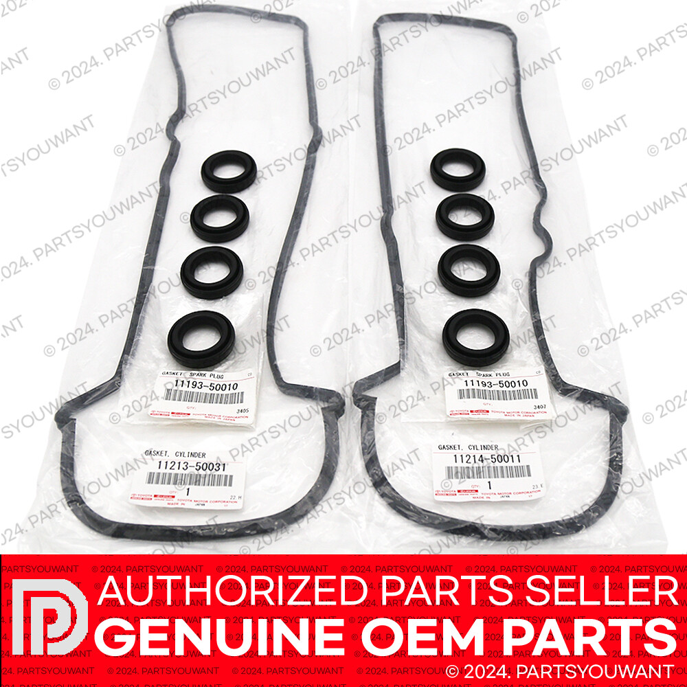 GENUINE Toyota Lexus V8 Cylinder Head Valve Cover Gasket + Spark Plug Seal SET