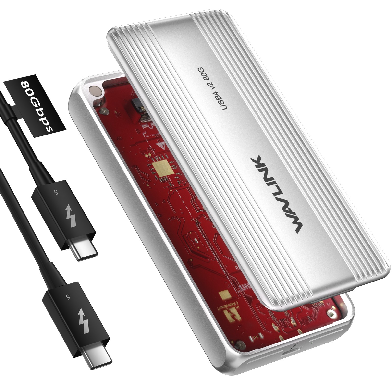 Wavlink Thunderbolt 5 M.2 NVMe SSD Enclosure 80Gbps PCIe NVMe SSD Case USB4 v2