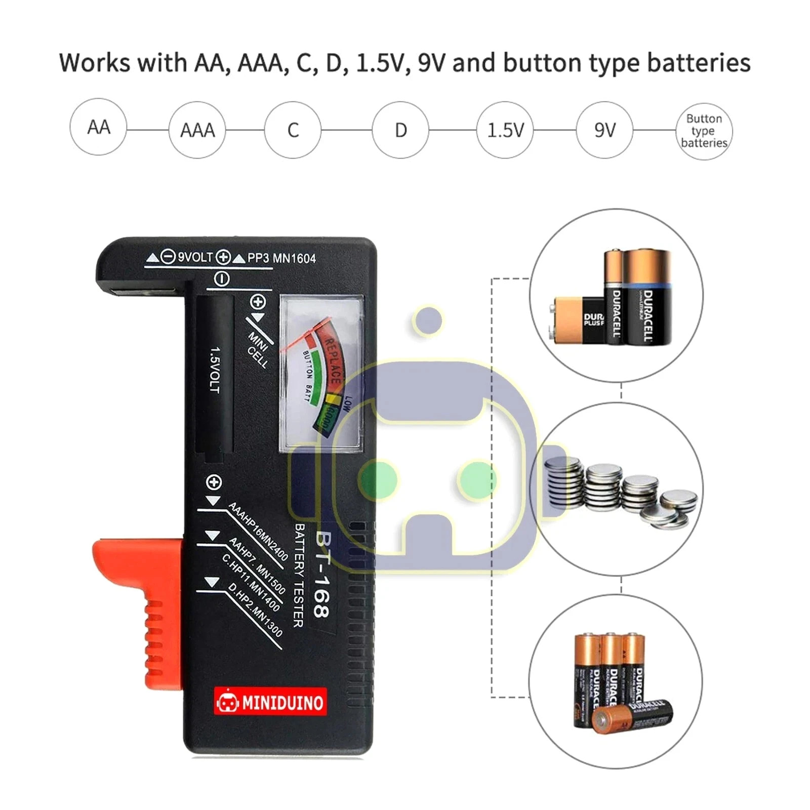 Battery Tester Checker Universal For AA AAA C D 9V 1.5V Button Cell Batteries US