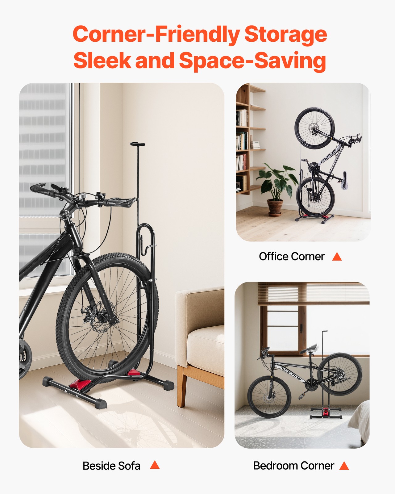 VEVOR Bicycle Storage Floor Freestanding Bike Rack for 16 to 27.5 Inch MTB Bike