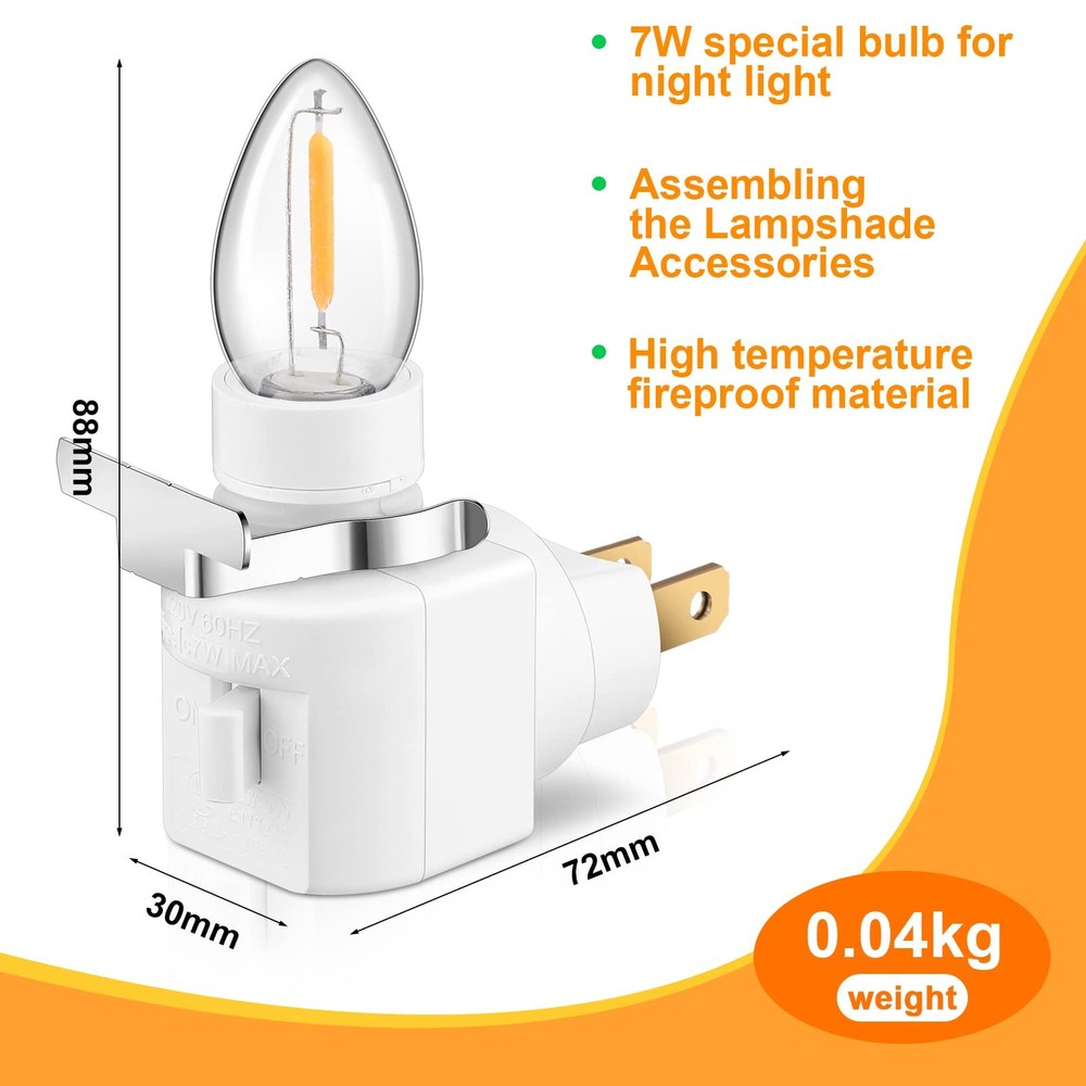 8 Sets Night Light Bases, 360° Plug in Rotating Night Light Modules with On/O...