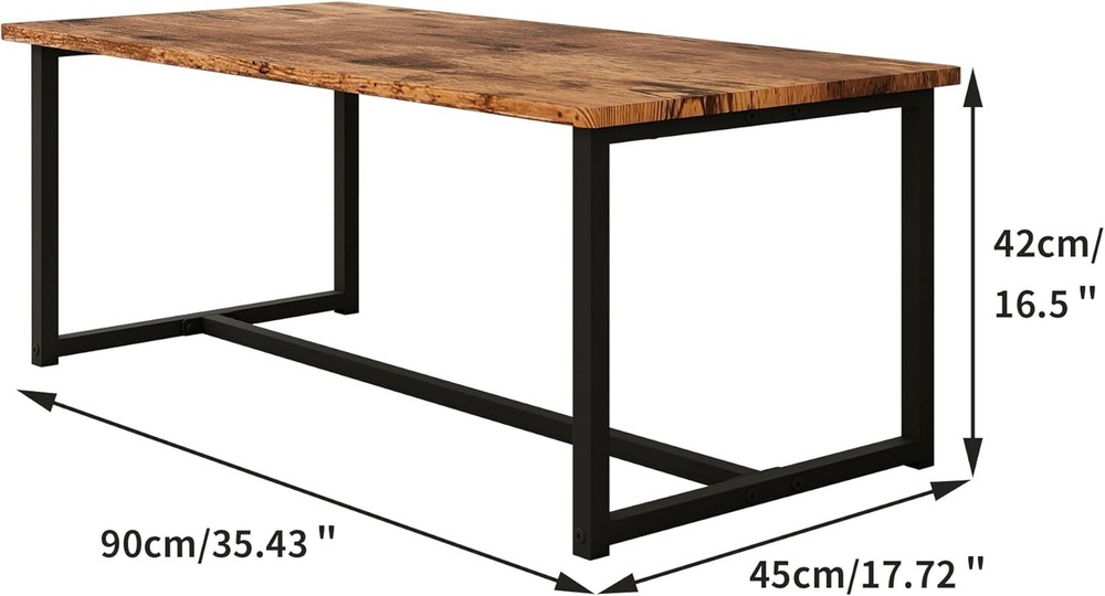 Coffee Table Rectangular Center Table Living Room Open Space Side Table W/ Metal