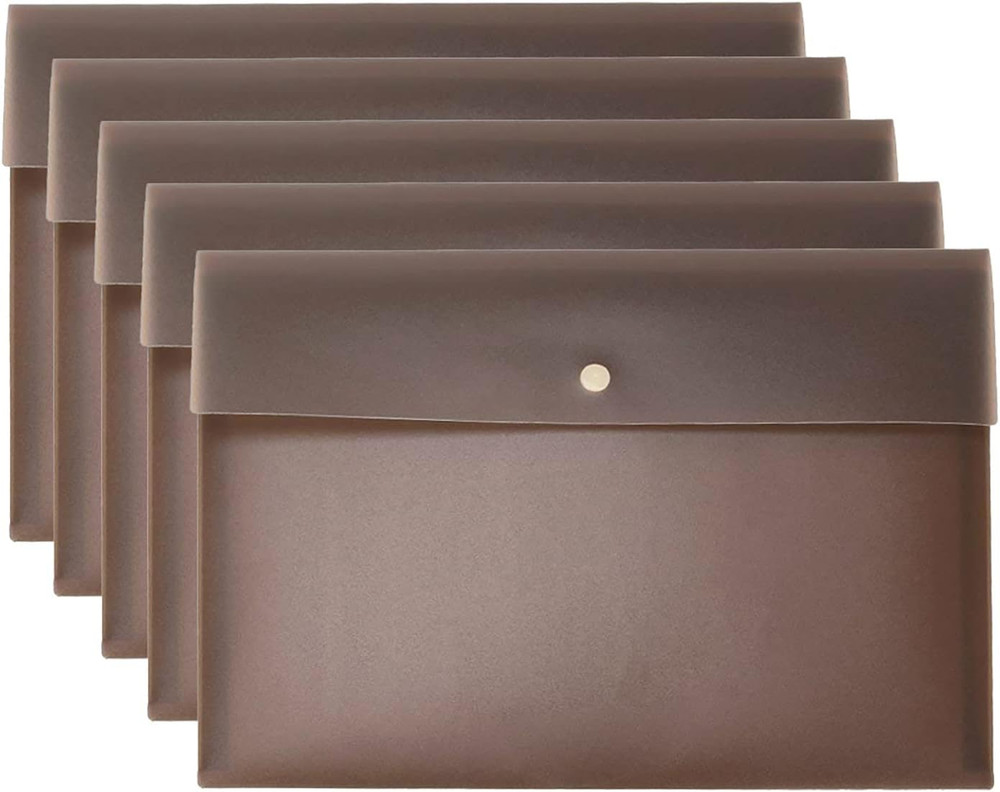 5 Pieces A4 Envelopes Folders for Paperwork Plastic Wallets Document Organizer w