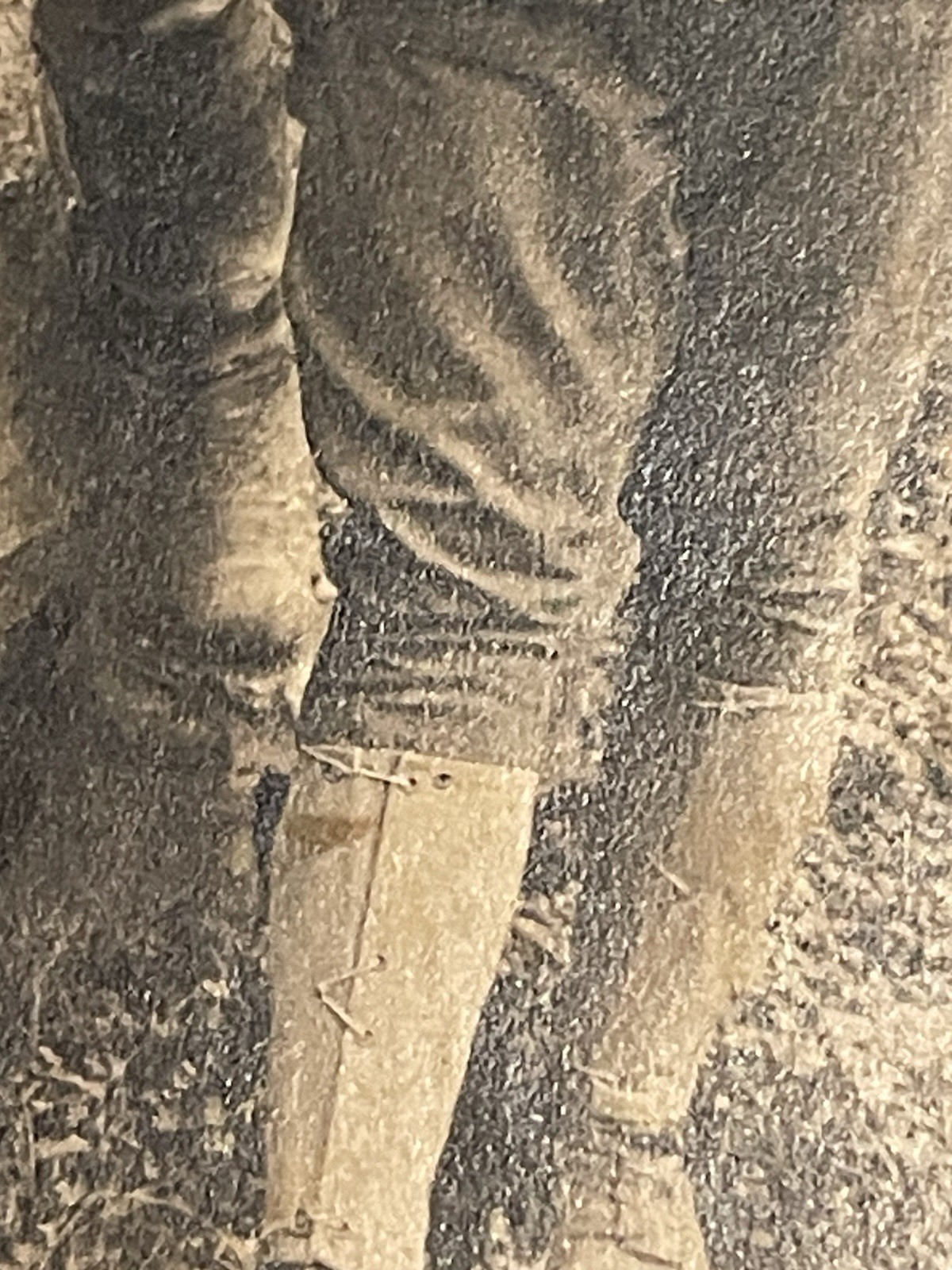 WW1 Photograph Young Military Soldier In Uniform With Medal & Hat - Sepia Color
