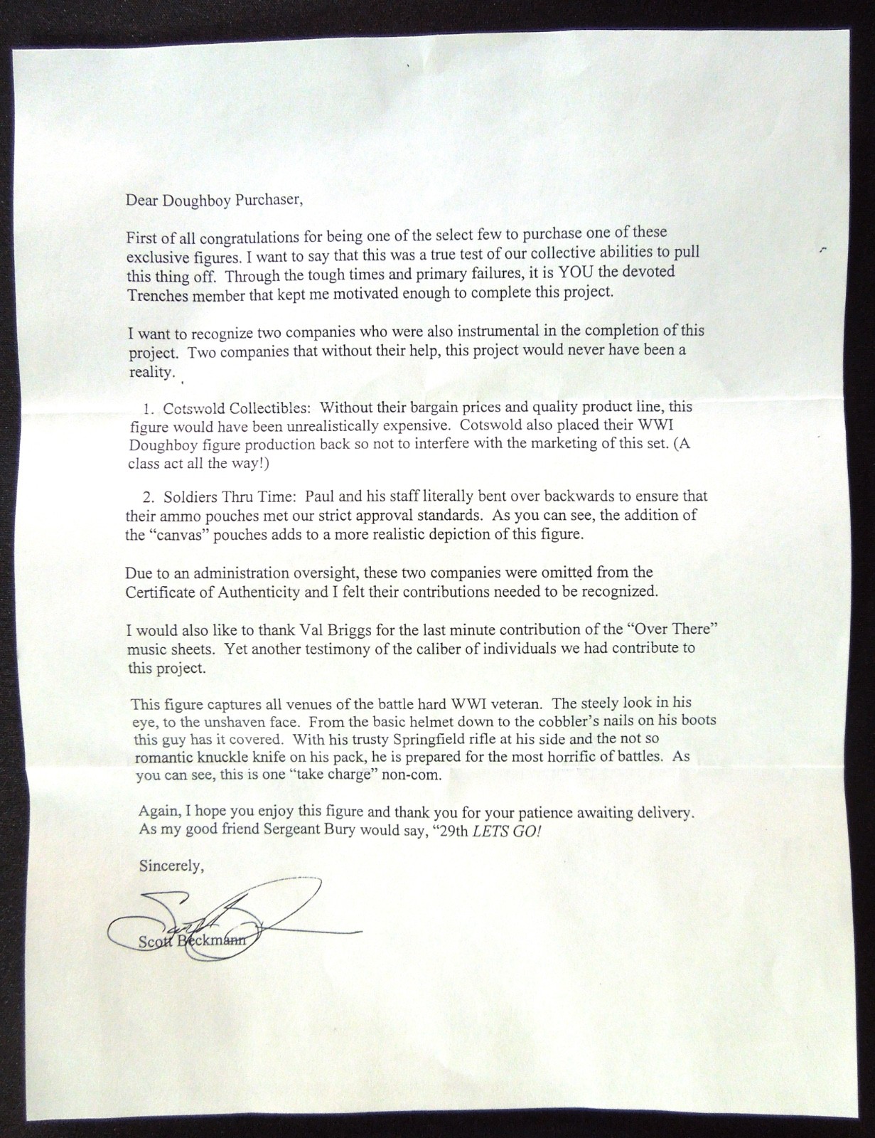 *Rare* THE TRENCHES WWI Doughboy *#20/50* 1/6 Action Figure *Scott Beckmann*