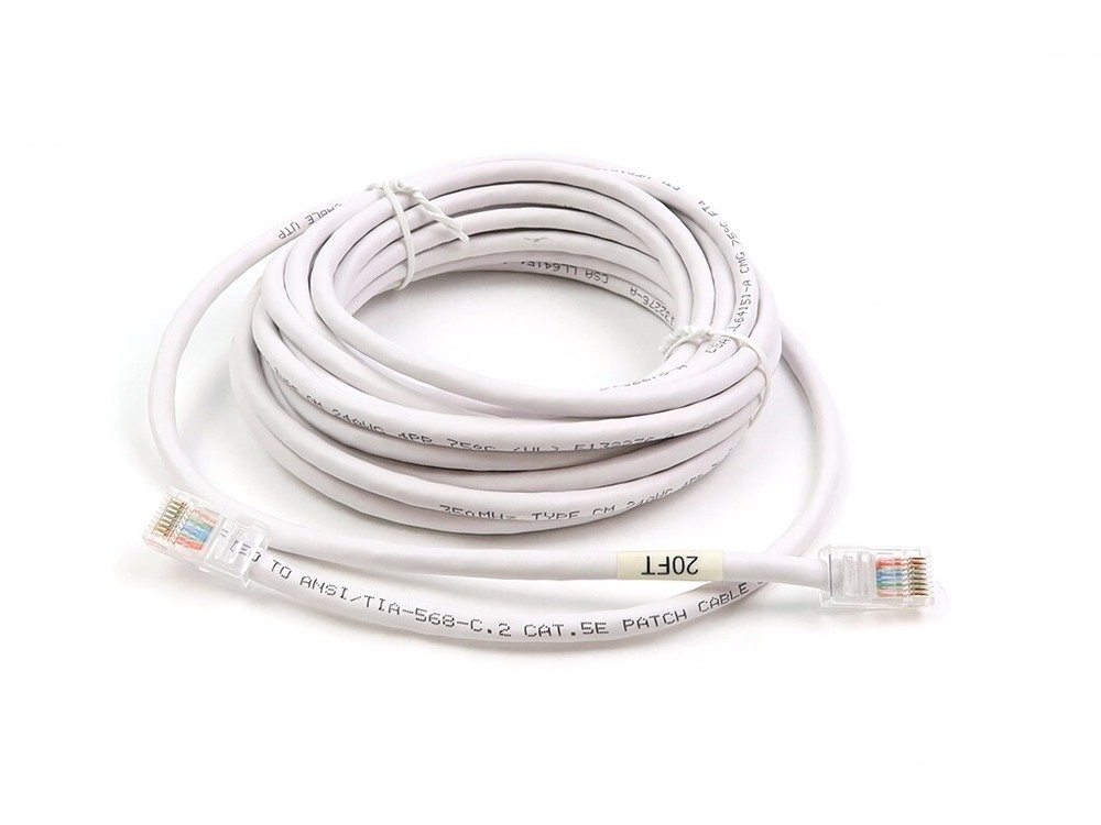 QUIKTRON NON BOOTED CAT 5E 20FT WHITE COPPER NETWORK PATCH CABLE 560-125-020