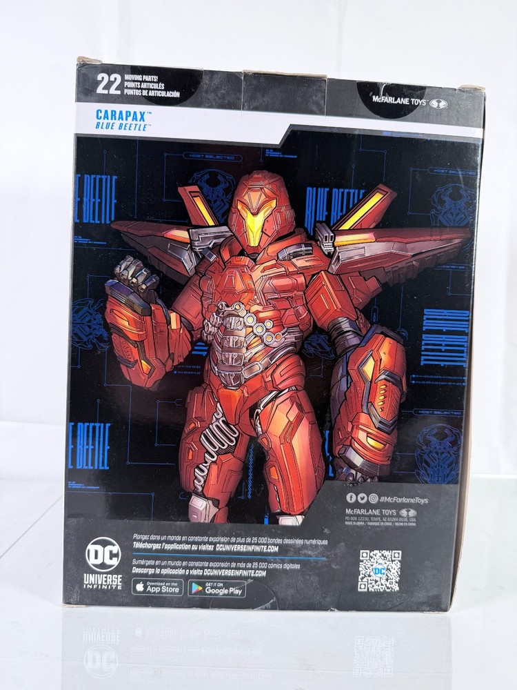 McFarlane DC Multiverse Blue Beetle Carapax Mega Action Figure box is damaged