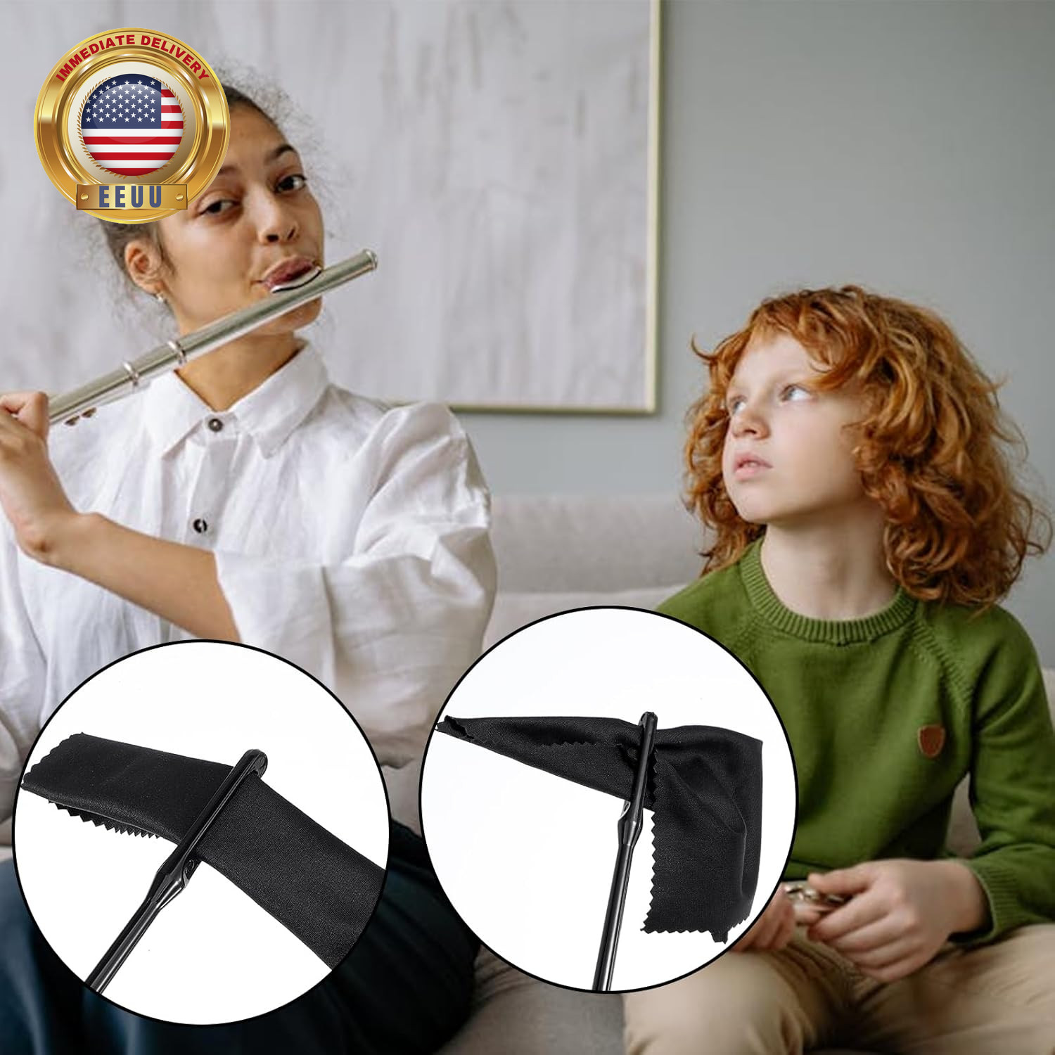 Flute Cleaning Kit Flute Cleaning Rod with 3Pcs Cloth Flutes Cleaner Kit for Flu