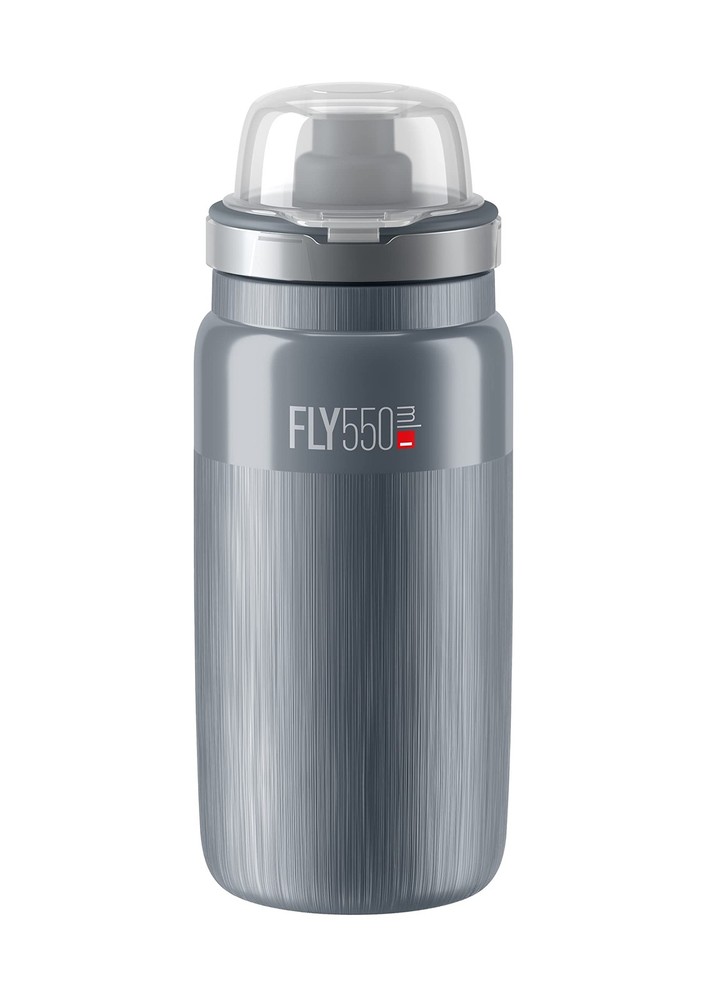 Elite Fly MTB 550ml Hydration Bottle Grey Lightweight Squeezable Cap Durable